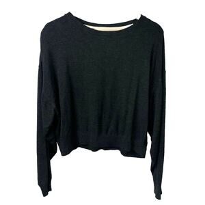 Thread & Supply Dark Gray Long Sleeve Cropped Pullover Top Small